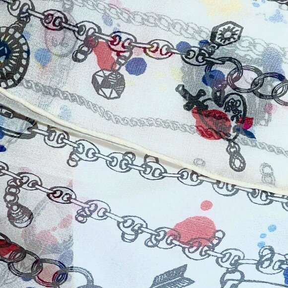 Alexander McQueen Lg Square Silk Charm Bracelet Shawl/Scarf Cream/Blk./Red/Blue - Picture 10 of 13